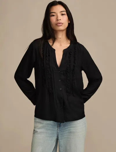 Lucky Brand Women's Ruffle Tuxedo Blouse In Black