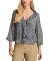 Lucky Brand Floral Ruffle Collar Top In Blue Floral