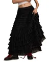 Lucky Brand Tiered Ruffle Tulle Maxi Skirt In Black