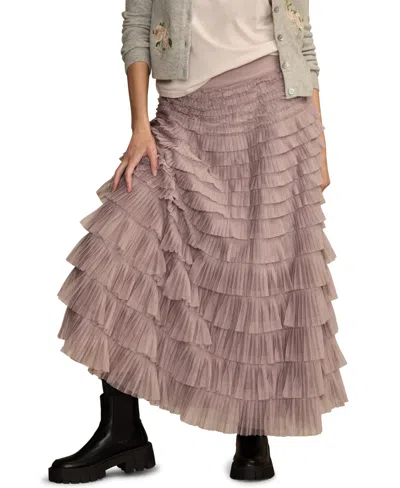 Lucky Brand Tiered Ruffle Tulle Maxi Skirt In Pink