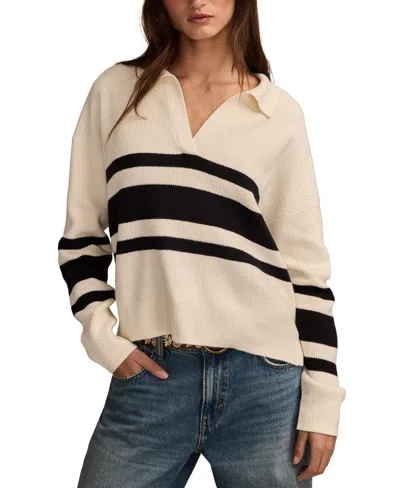 Lucky Brand Women's Rugby Polo Long-sleeve Sweater In White