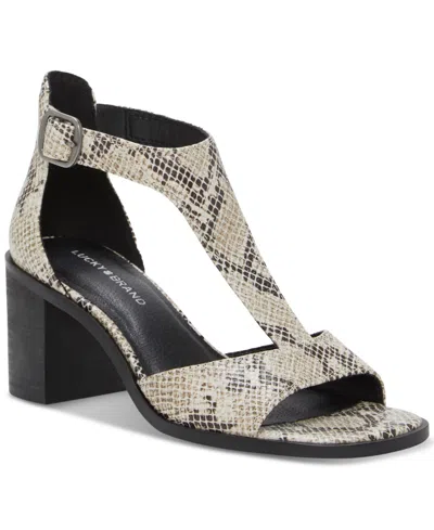Lucky Brand Women's Sabeni T-strap Block-heel City Sandals In Natural Snake Multi