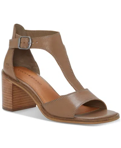 Lucky Brand Women's Sabeni T-strap Block-heel City Sandals In String