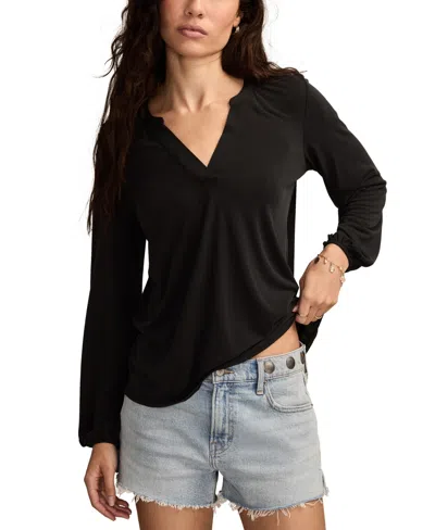 Lucky Brand Women's Sandwash Long Sleeve Top In Black