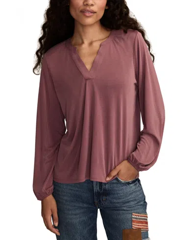 Lucky Brand Women's Sandwash Long Sleeve Top In Brown