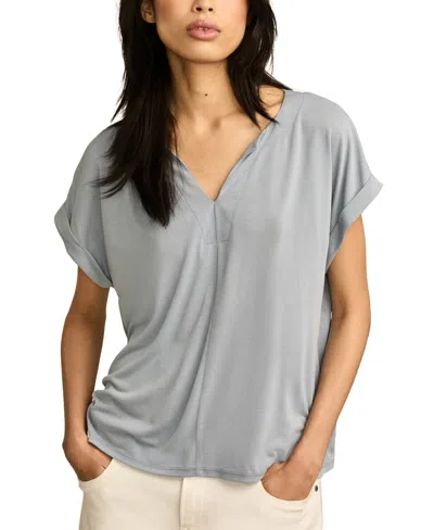 Lucky Brand Women's Sandwash Notch-neck T-shirt In Tempest