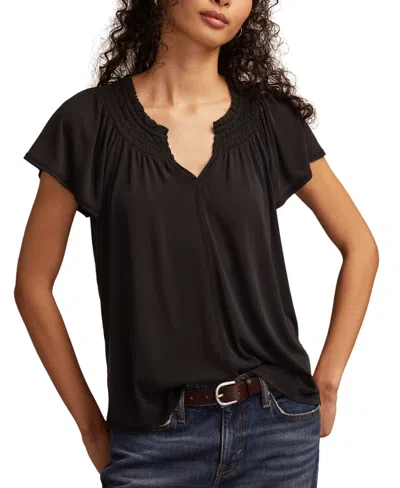 Lucky Brand Women's Sandwash Notch Top In Black