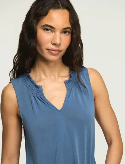 Lucky Brand Women's Sandwash Smocked Trim Tank In Blue