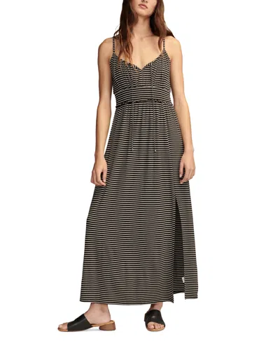 Lucky Brand Women's Sandwash Striped Smocked-waist Dress In Black Stripe