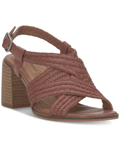 Lucky Brand Women's Sasina Woven Strappy Block-heel Dress Sandals In Rose Dusk Weave