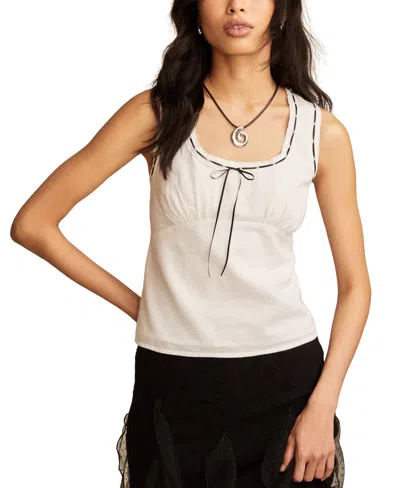 Lucky Brand Women's Scoop-neck Ribbon-lace Empire Top In Bright White