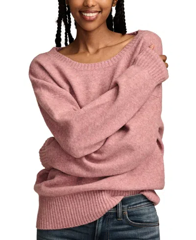 Lucky Brand Women' Screwneck Long-sleeve Pullover Sweater In Rose Heather