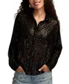 Lucky Brand Sheer Sequin Shirt In Black