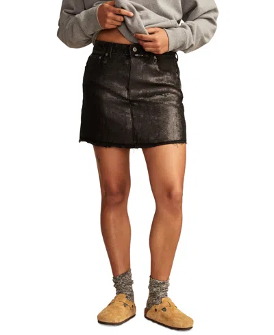 Lucky Brand Women's Sequin Denim Mini Skirt In Scratched Record Wash
