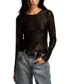 Lucky Brand Sequin Long Sleeve Layering Top In Black