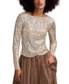 Lucky Brand Sequin Long Sleeve Top In Gold