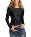 Lucky Brand Sequin Long Sleeve Top In Blue