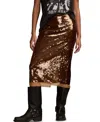 Lucky Brand Women's Sequin Midi Pencil Skirt In Brown