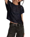 Lucky Brand Women's Sequin Short-sleeve Top In Blue
