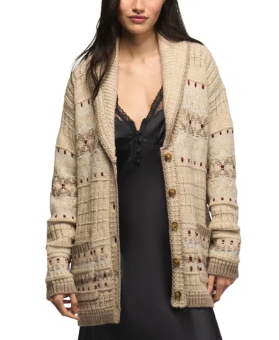 Lucky Brand Women's Shawl-collar Fair Isle Cardigan In Neutral