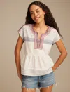 Lucky Brand Embroidered Cotton Top In White