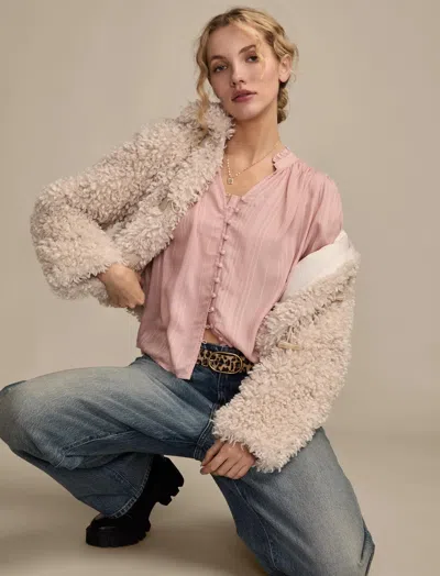 Lucky Brand Women's Shine Button Front Blouse In Pink