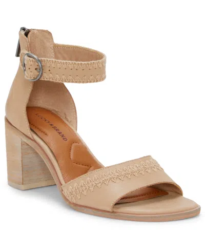 Lucky Brand Women's Shivona Whipstitch Block-heel Dress Sandals In Smoke Grey Summer Haze