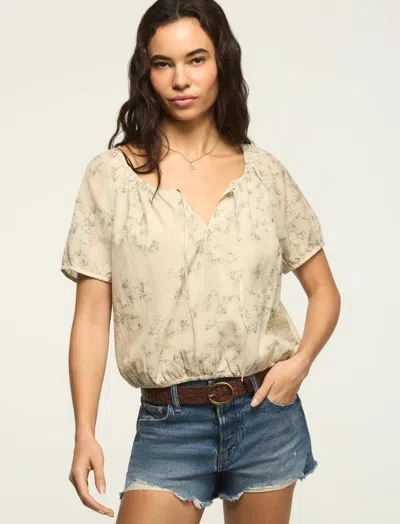 Lucky Brand Bubble Hem Top In Multi