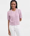 Lucky Brand Women's Short-sleeve Cable-knit Cardigan In Pink