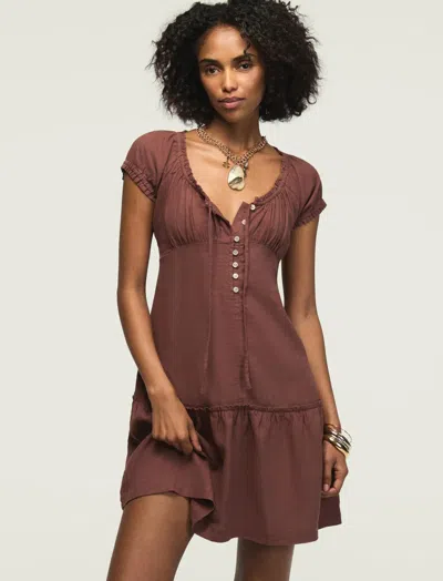 Lucky Brand Market Short Sleeve Minidress In Brown