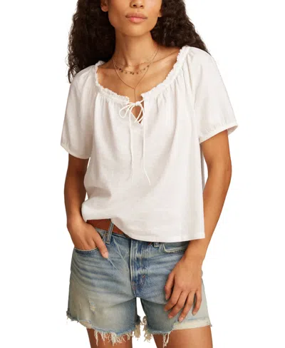 Lucky Brand Women's Short-sleeve Peasant Top In White
