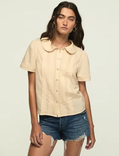 Lucky Brand Women's Short Sleeve Peter Pan Blouse In Neutral