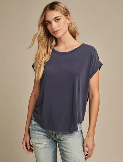 Lucky Brand Women's Short Sleeve Sandwash Dolman Tee In Blue