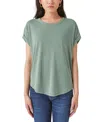 Lucky Brand Womens Crewneck Cuff Sleeve Pullover Top In Loden Green