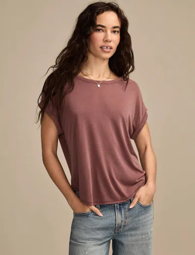 Lucky Brand Women's Short Sleeve Sandwash Dolman Tee In White