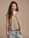 Lucky Brand Print Smocked Top In Multi