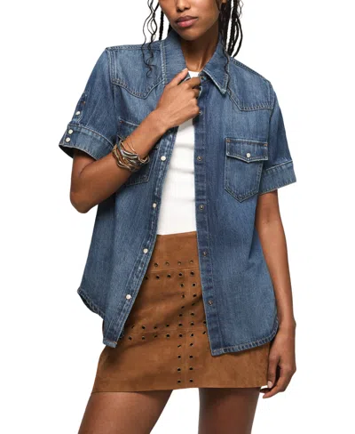 Lucky Brand Women's Short-sleeve Denim Shirt In Blue