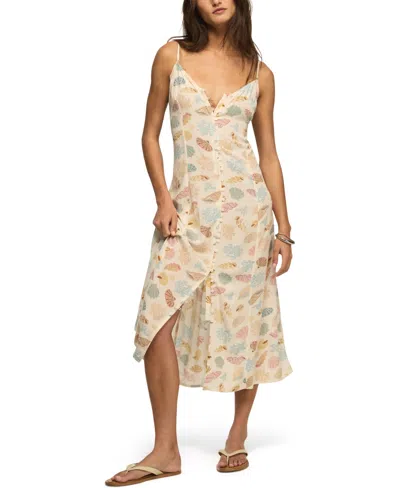 Lucky Brand Conversational Simone Floral Print Slipdress In Brown