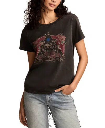 Lucky Brand Women's Singing Skeletons Crewneck Tee In Jet Black