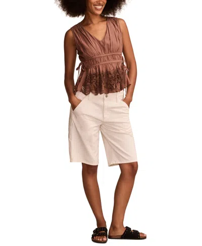 Lucky Brand Women's Sleeveless Ruched Side-tie Top In Aztec