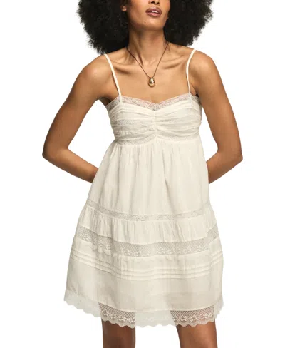 Lucky Brand Women's Sleeveless Trim Mix Mini Dress In White