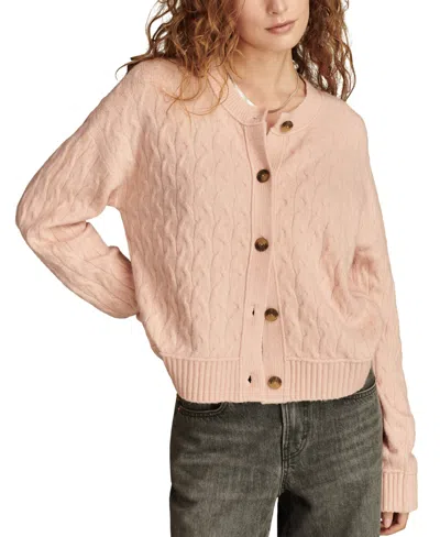 Lucky Brand Women's Slouchy Cable Knit Button-front Cardigan In Rose Smoke