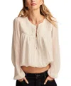 Lucky Brand Smocked Yoke Bubble Crop Top In Gardenia