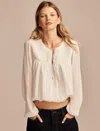 Lucky Brand Smocked Yoke Bubble Crop Top In White