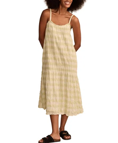LUCKY BRAND WOMEN'S SMOCKED GINGHAM MIDI DRESS