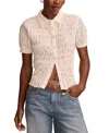 LUCKY BRAND WOMEN'S SMOCKED LACE BUTTON-FRONT TOP