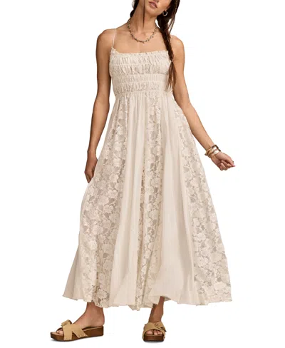 Lucky Brand Women's Smocked Lace Midi Dress