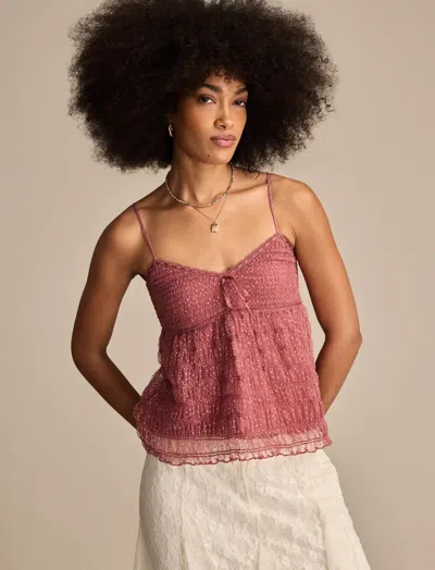 Lucky Brand Women's Smocked Sheer Tank In Pink