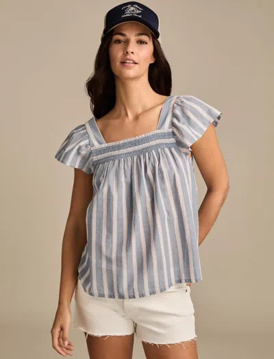 LUCKY BRAND WOMEN'S SMOCKED SQUARE NECK PEASANT TOP