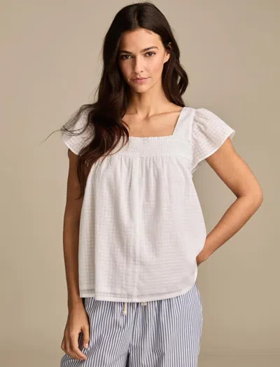 LUCKY BRAND WOMEN'S SMOCKED SQUARE NECK PEASANT TOP